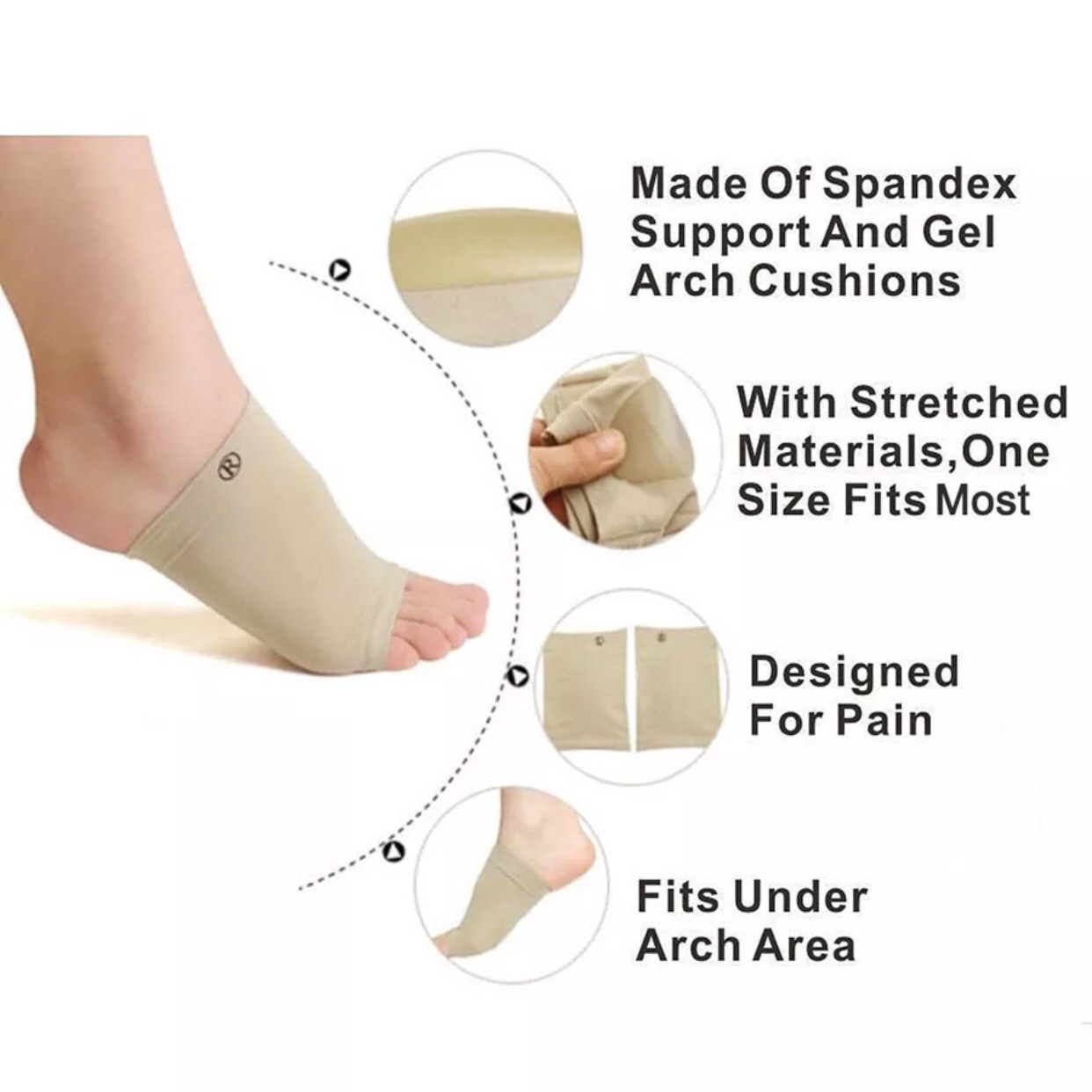 1 Pair Foot Arch Support Gel Insole Flat Feet Pad Pain Relief Plantar ...